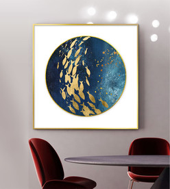 新中式金箔金鱼装饰画