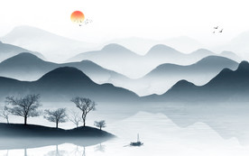 大气现代风山水画 TIF分层