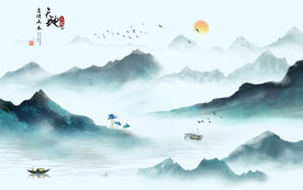 高档 山水中国风画 TIF分层