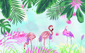 火烈鸟欧式装饰画 TIF分层