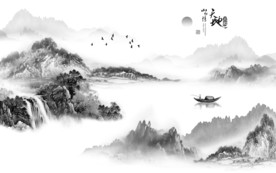 豪华山水中国风画 TIF分层