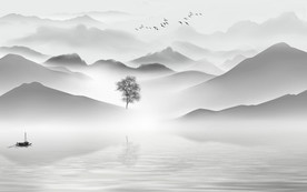 中式山水中国风画 TIF分层