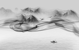 线条 山水画中国风 TIF分层