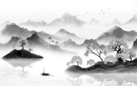 新中式山水画中国风 TIF分层