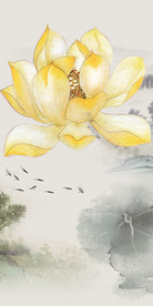 荷花玄关中式挂画 TIF分层