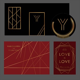 红黑金线条欧式婚礼