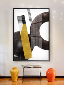 晶瓷几何美女黑白装饰画