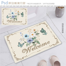 蝶恋花欧式复古地垫图案