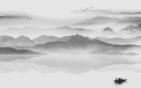 意境山水中式大画 TIF分层