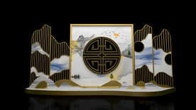 中式拍照背景美陈设计