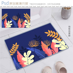 欧式简约叶子地垫图案设计