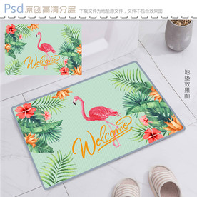 欧式田园火烈鸟地垫图案设计