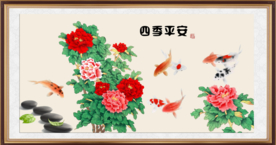 牡丹鲤鱼图