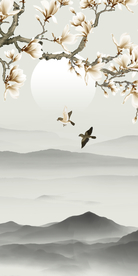 花鸟装饰画 大型山水花鸟装饰画