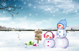 雪地雪人圣诞节