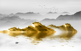 金色山水画 现代山水画