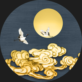 禅意祥云晶瓷装饰画 仙鹤祥云