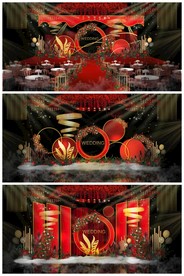 红色大气婚礼效果图