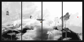 水墨荷花装饰画