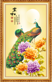 孔雀牡丹图