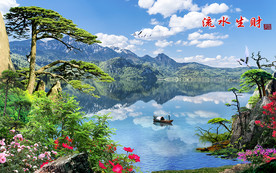 流水生财电视背景墙