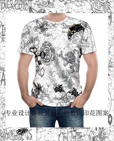 潮牌男装数码印花设计图案