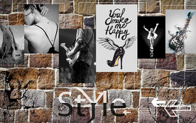 个性砖墙酒吧吉他时尚工装背景墙