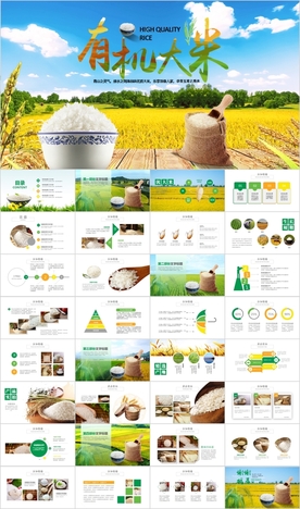 水稻五常有机大米PPT模板农业