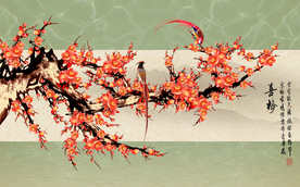 原创高清梅花喜鹊装饰画背景墙