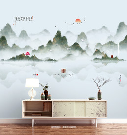 山峰 群山 远山 水墨装饰画