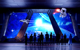 3D立体太空舱背景墙