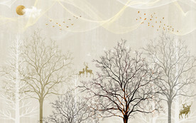 森林装饰高清墙画 TIF分层