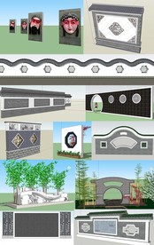 中式背景牆模型