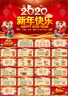 公司年会喜迎鼠年拜年PPT