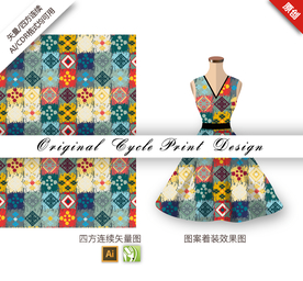 抽象方型四方连续纹样