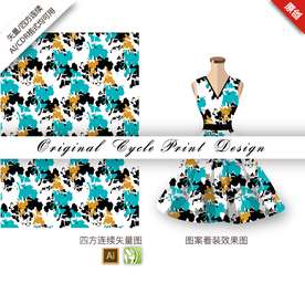 抽象花卉剪影四方连续