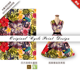 杜鹃菊花桂花四方连续