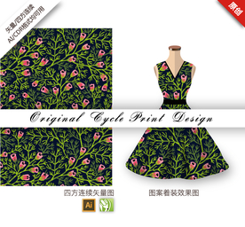 矢量石榴花四方连续