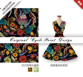 矢量花丛四方连续