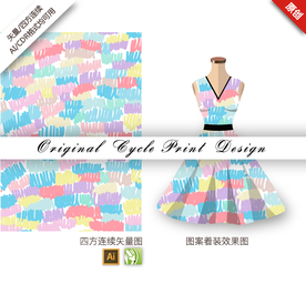 矢量水彩线条四方连续