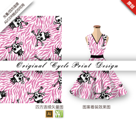 矢量粉色骷髅四方连续