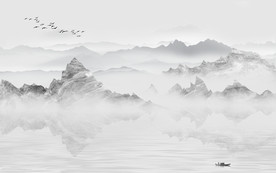 现代山水新水墨画 TIF分层