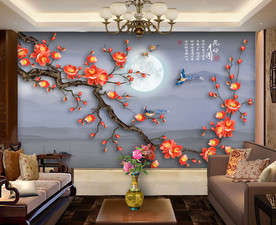 原创高清梅花喜鹊装饰画背景墙