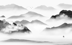 中国风山水水墨国画 TIF分层