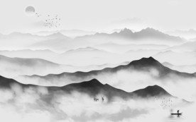 云海山水水墨国画 TIF分层