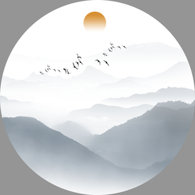 圆形山水画 水墨圆形山水