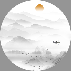 圆形山水画