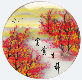原创红叶树富贵吉祥装饰画
