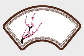 矢量图背景素材中国风扇形窗画