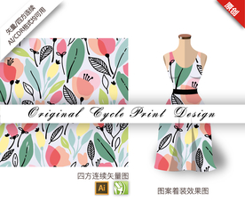 抽象石榴花四方连续